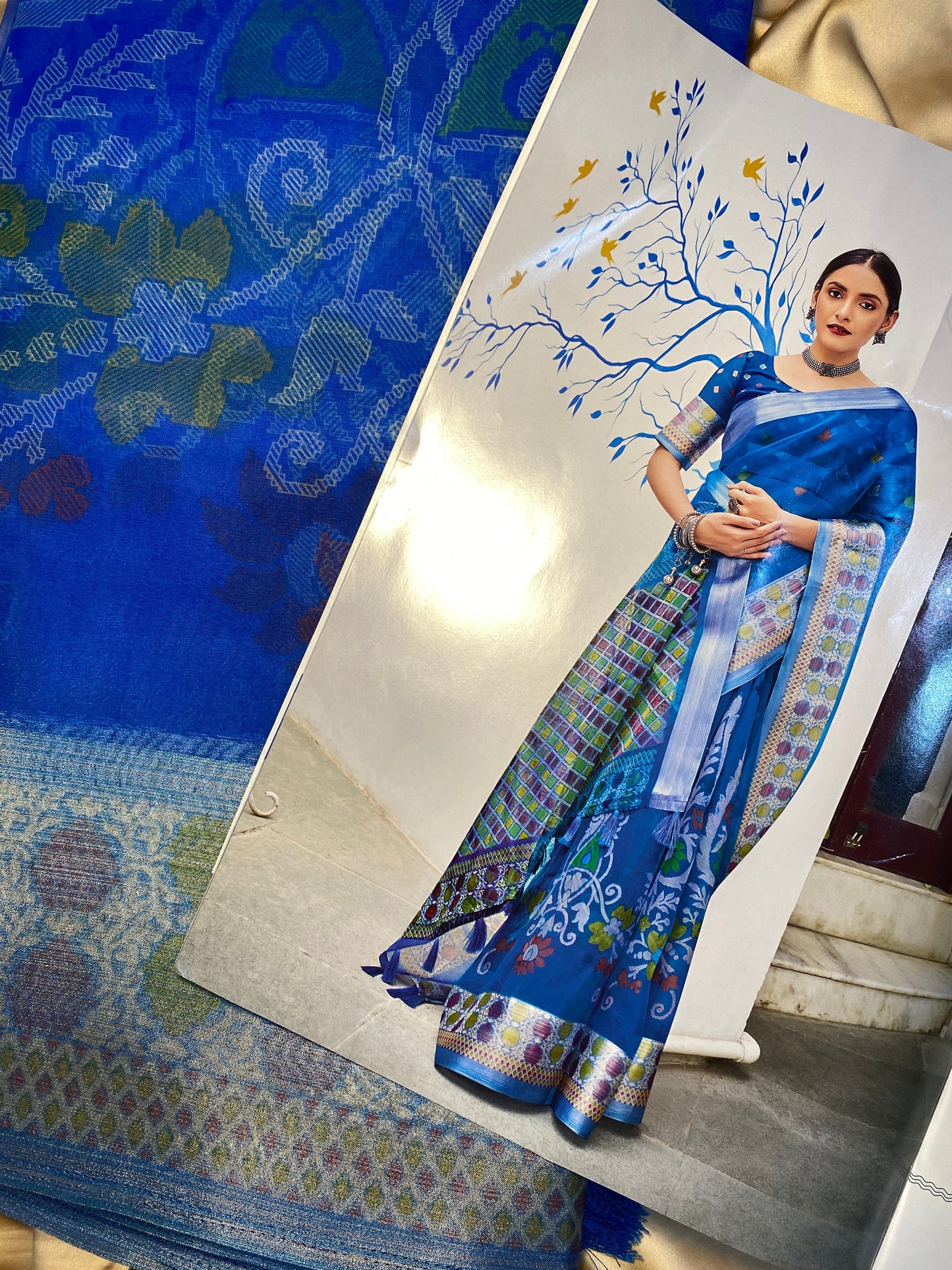 Printed Organza Navy saree