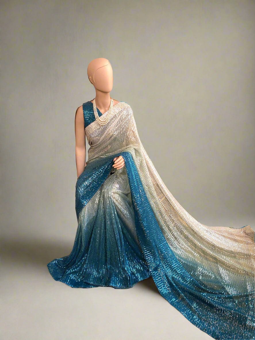 Oceanic Marina Ombré Sequin Saree
