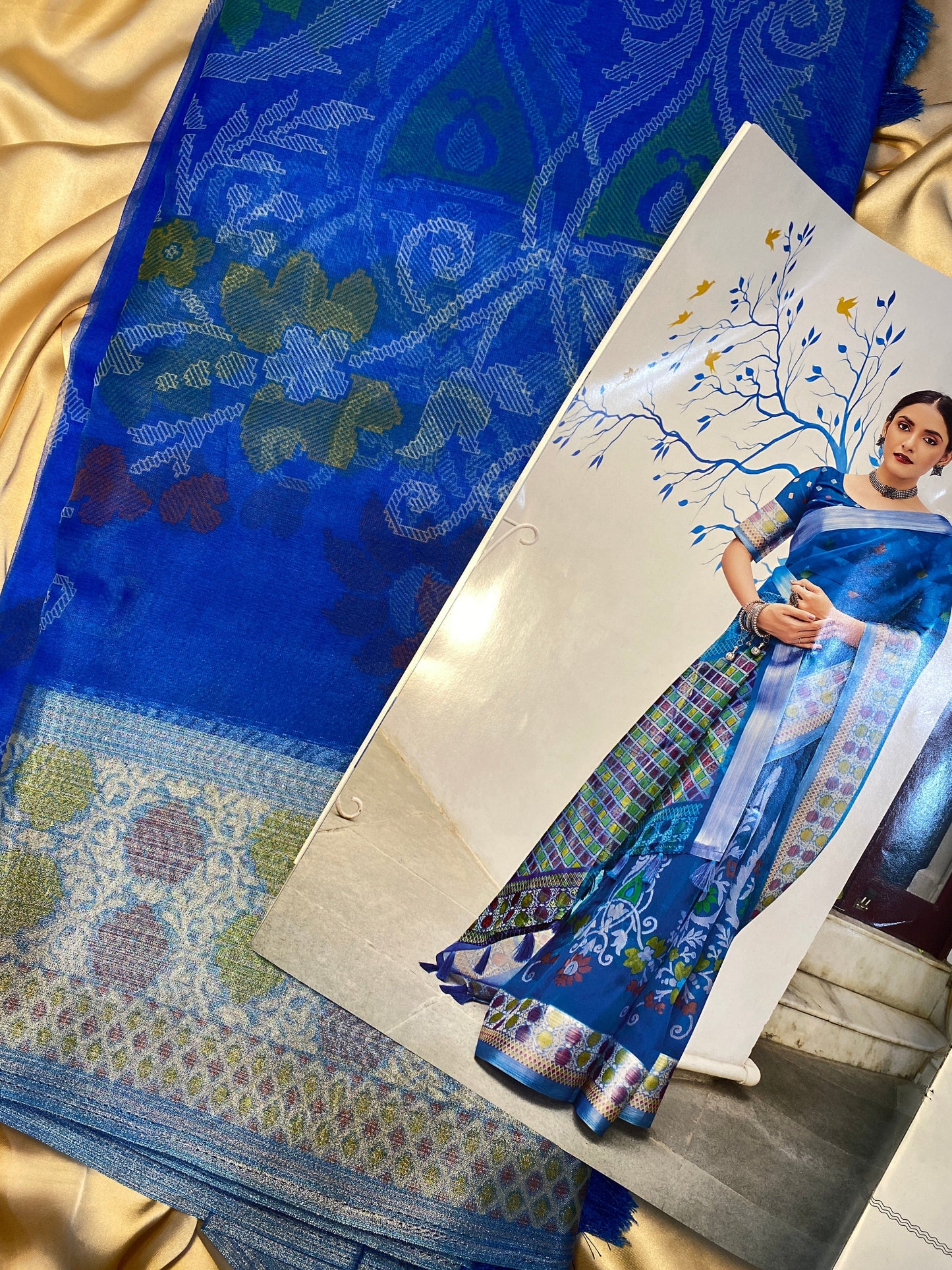 Printed Organza Navy saree