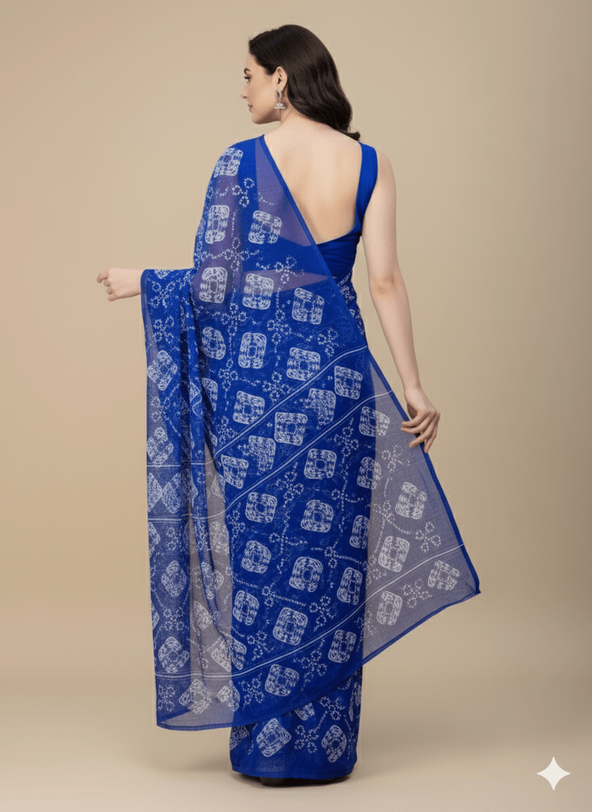 Georgette Chunri Saree - Navy (Stitched)
