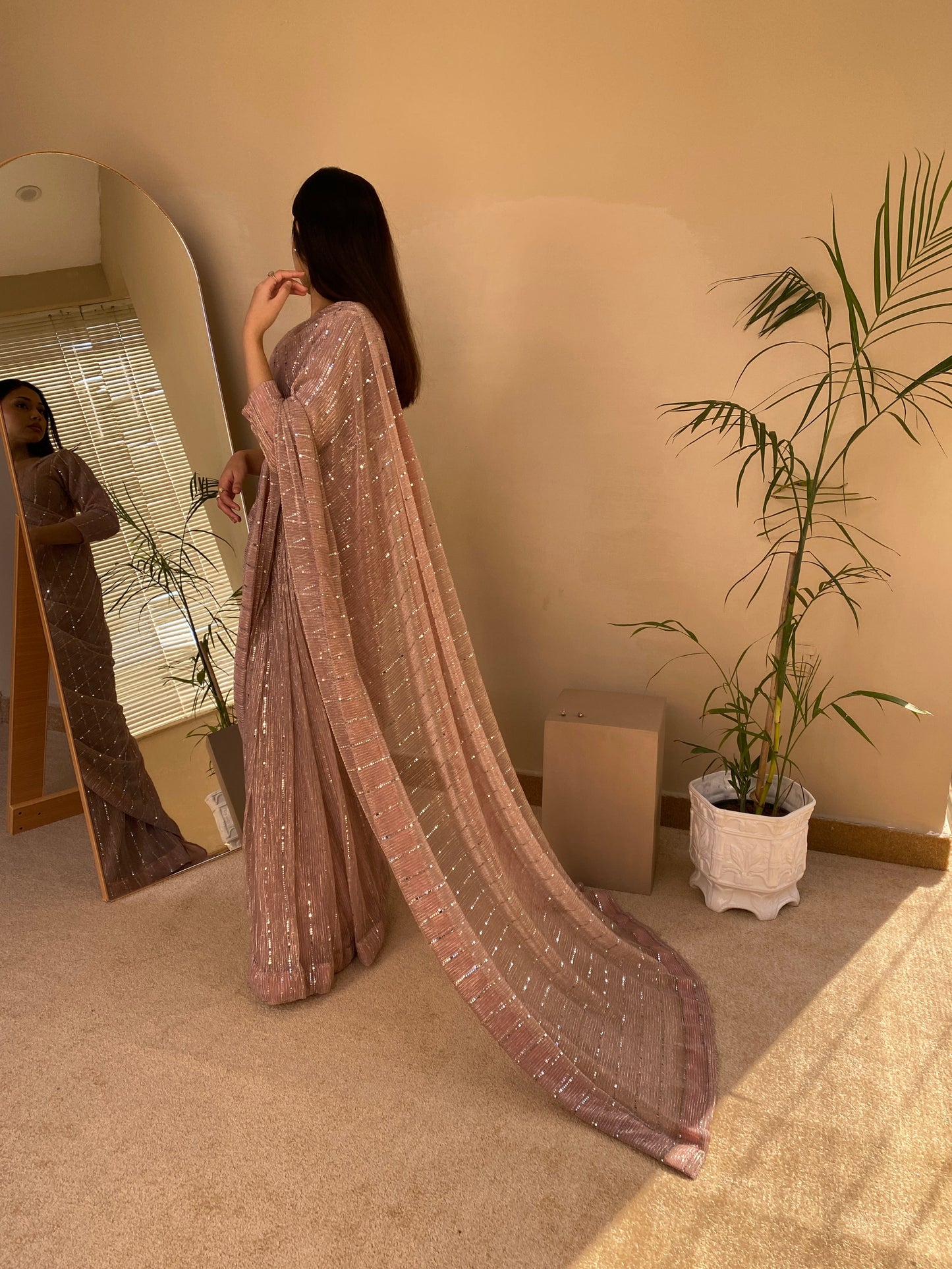 Peachy Pink - No minute Saree