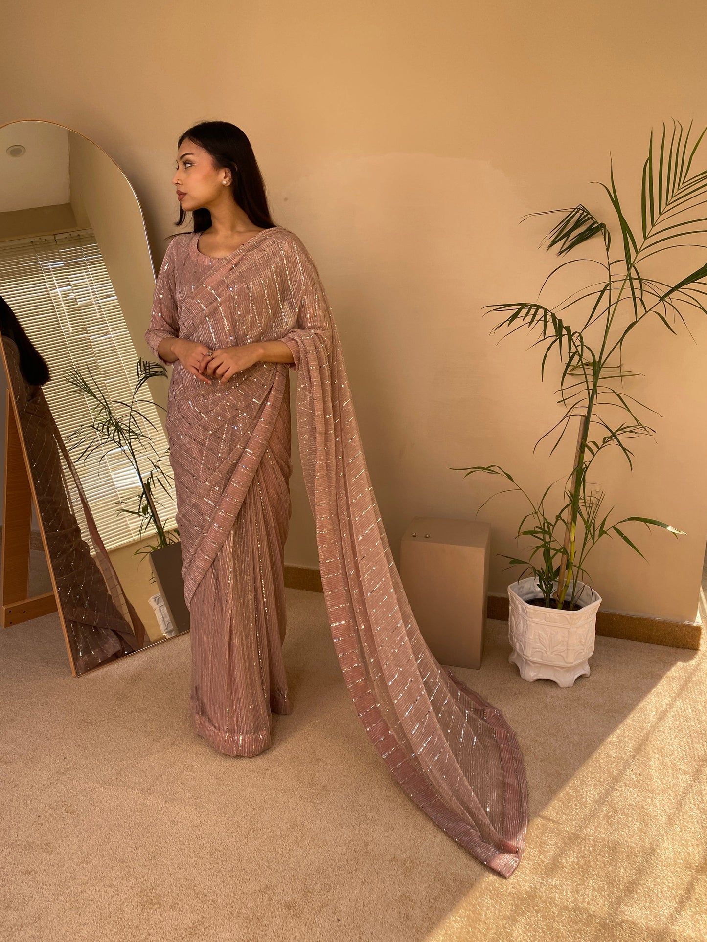 Peachy Pink - No minute Saree