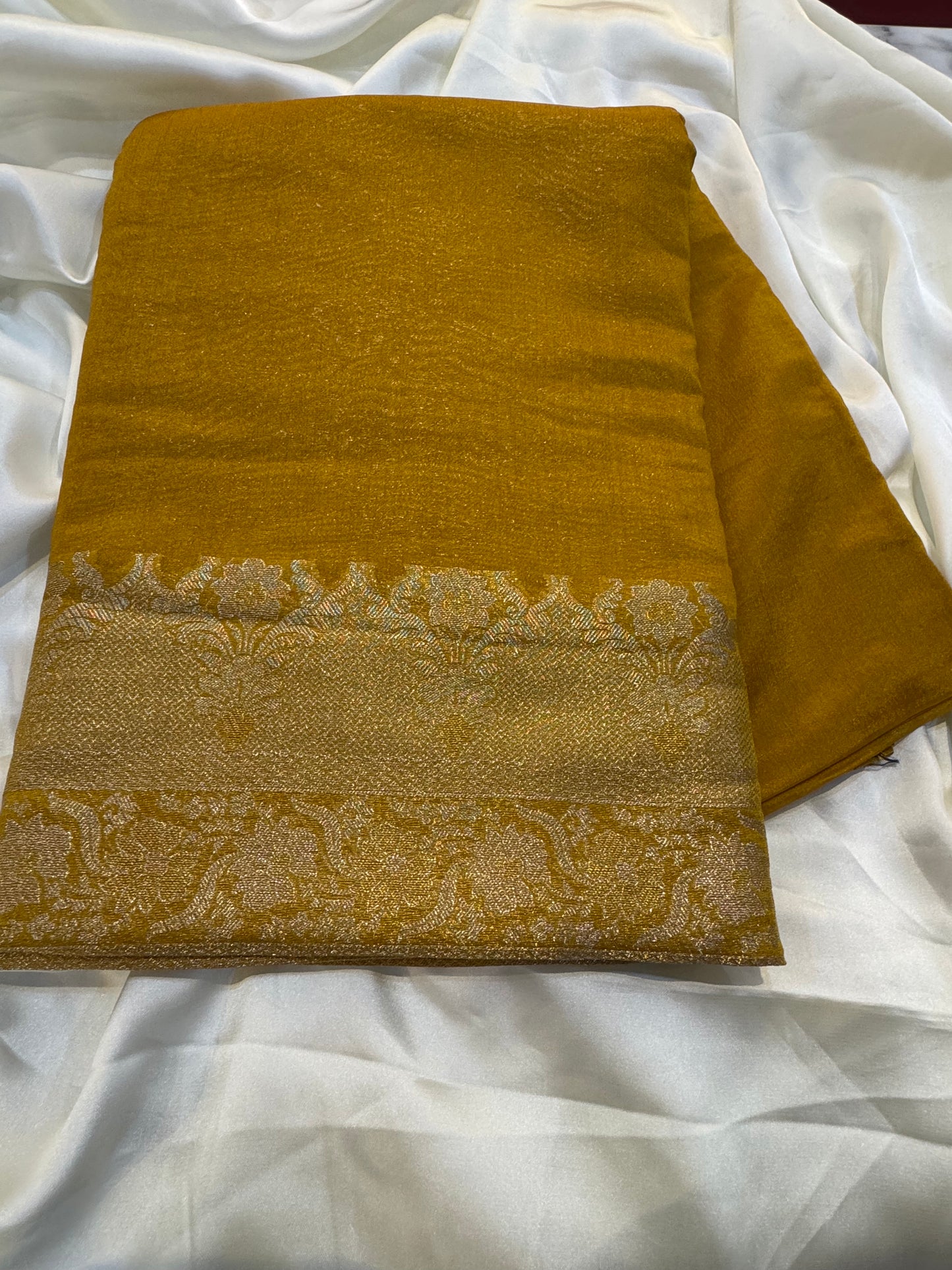 Yellow Ocher - Chiffon saree
