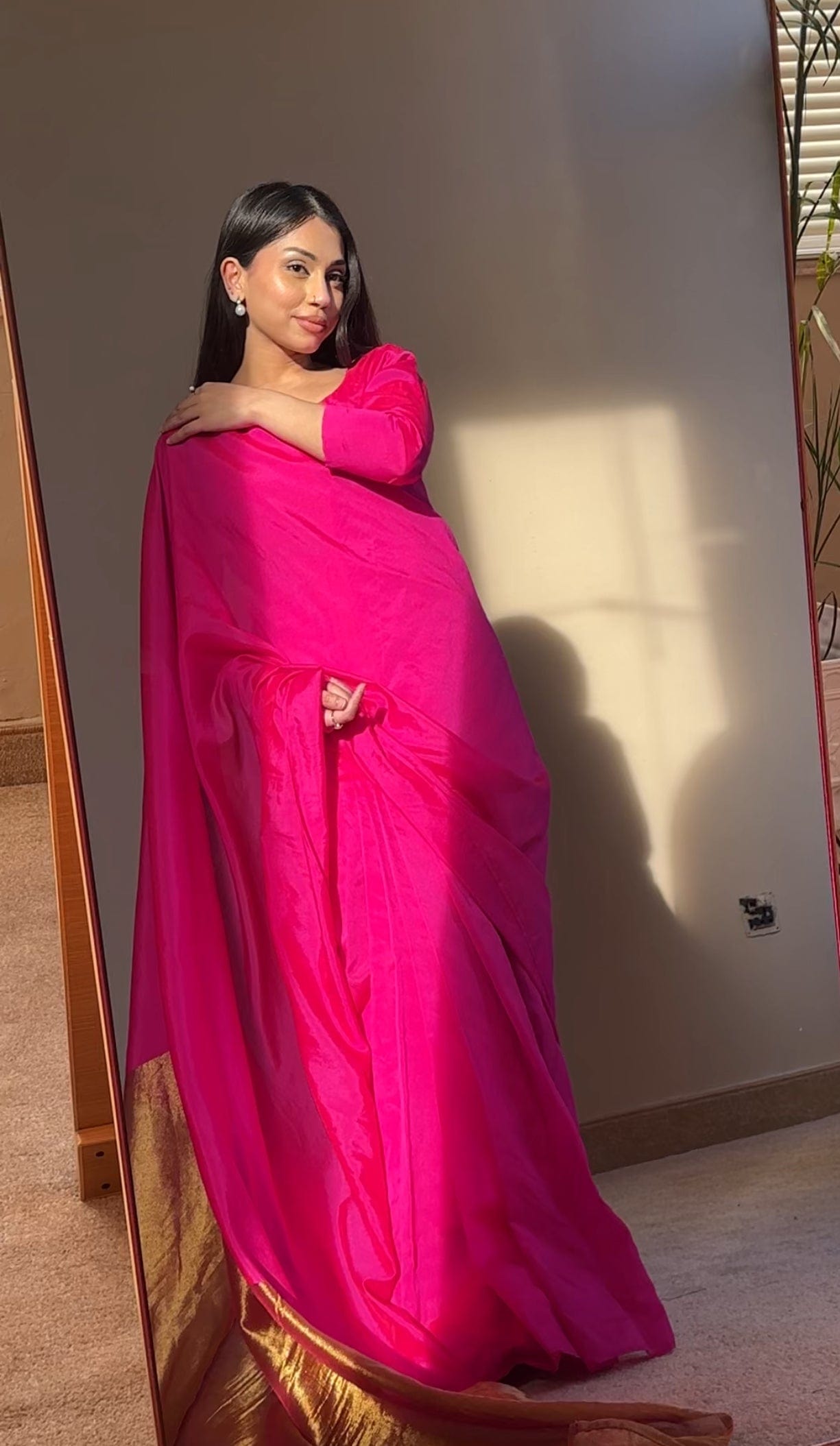 Hot Pink - No minute Saree