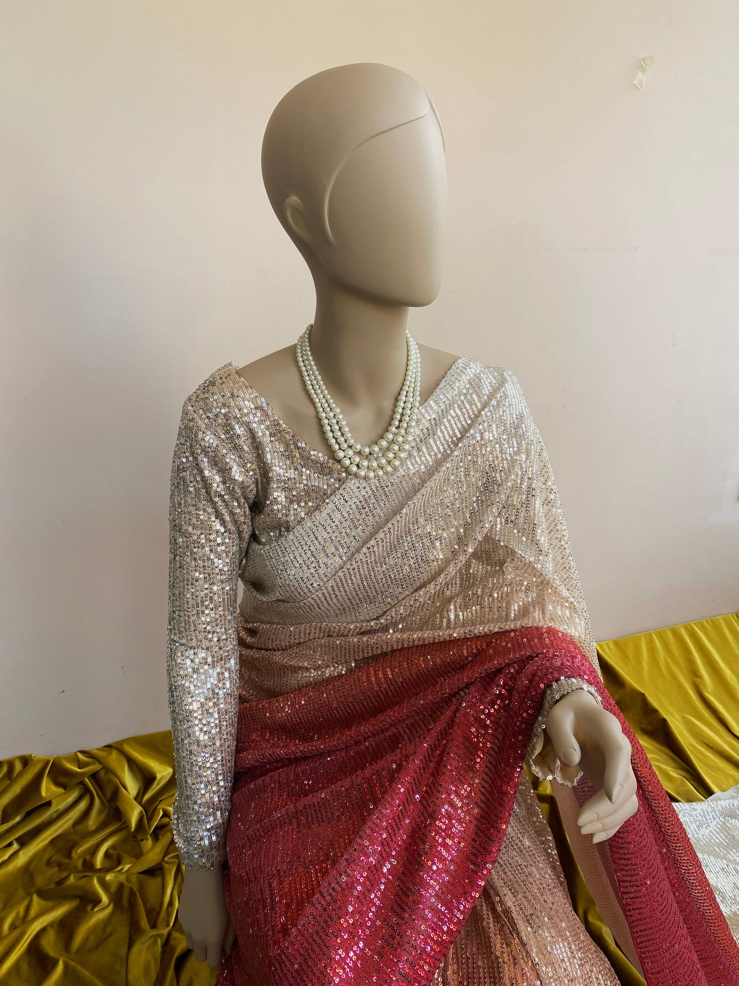 Fire Shaded Ombré Sequin Saree
