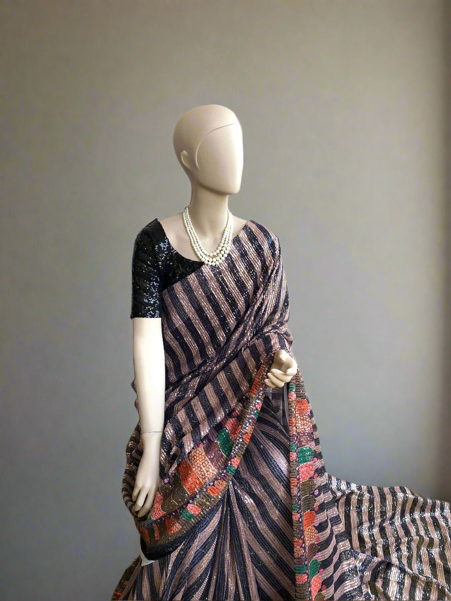 Premium two toned sequin saree-ii