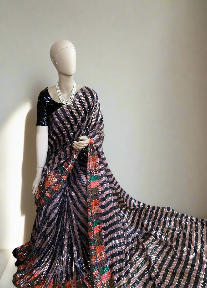 Premium two toned sequin saree-ii