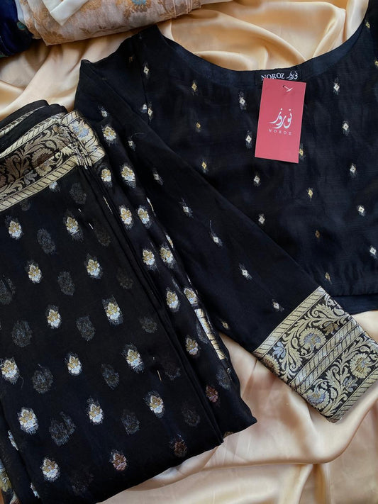 Kajal Black Stitched Set