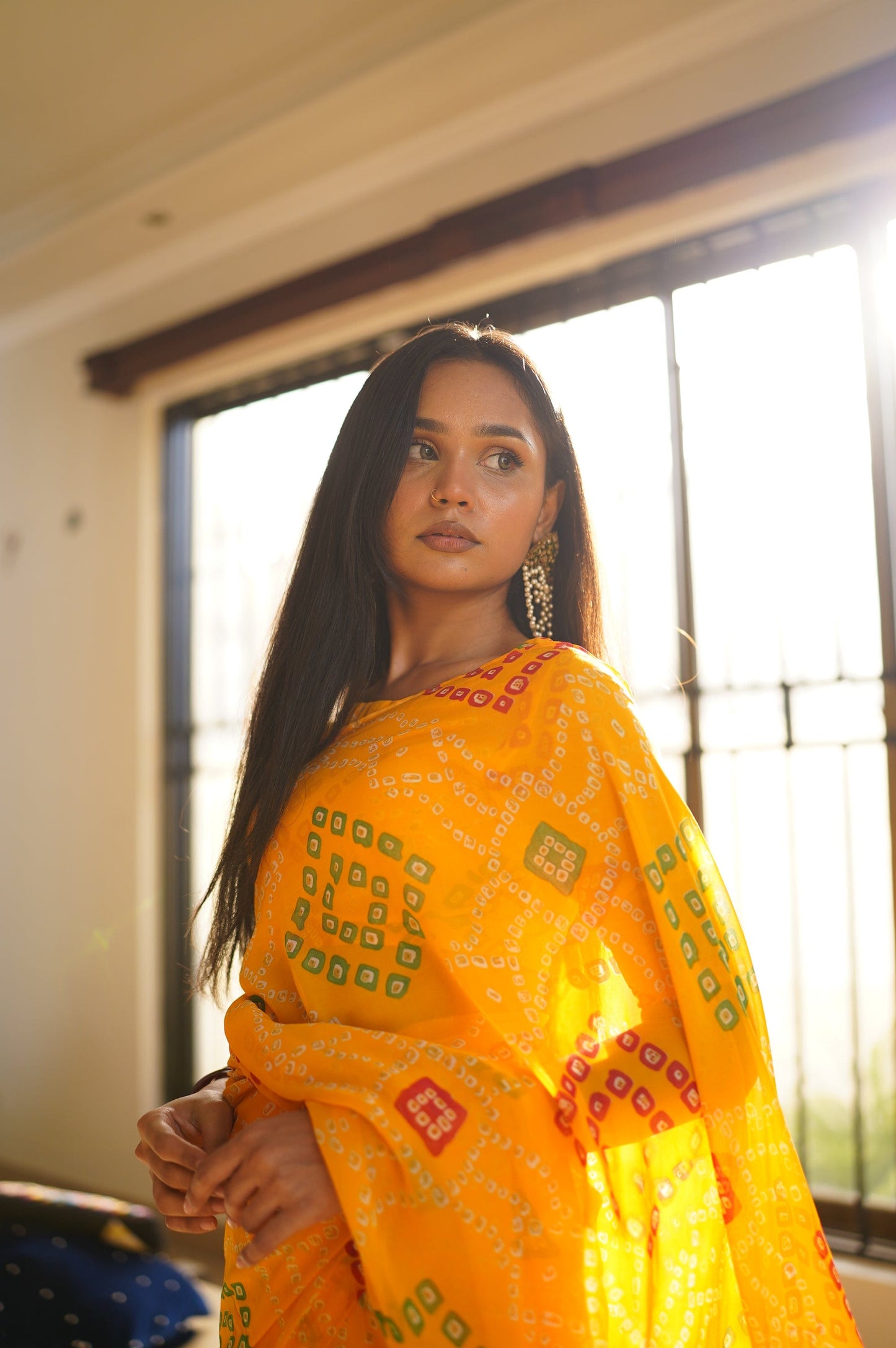 Stitched - Meena Georgette Chunri Saree