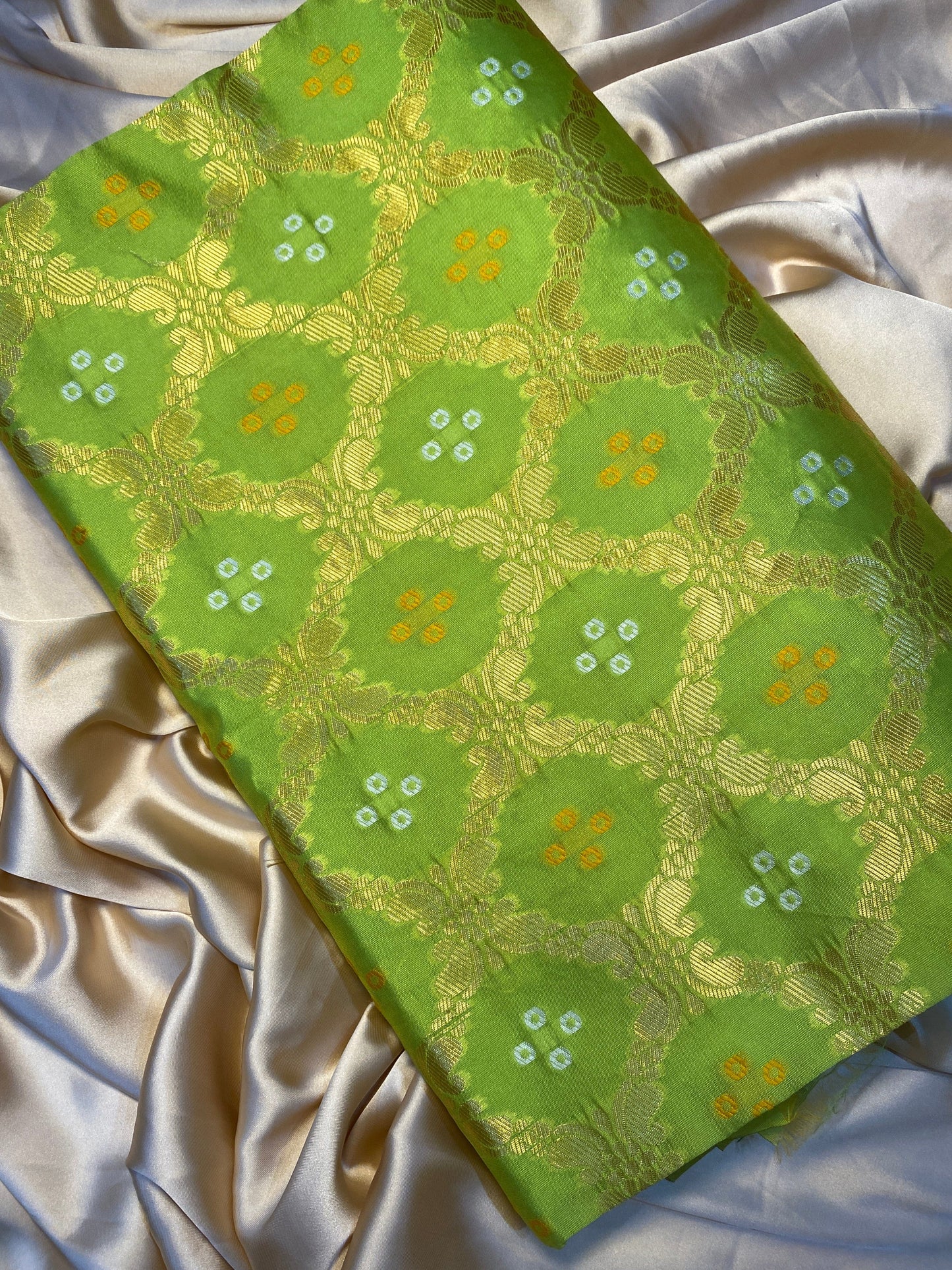 Parrot green chunri saree