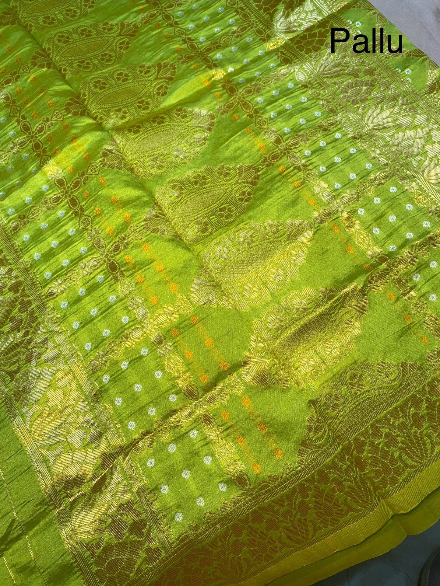 Parrot green chunri saree