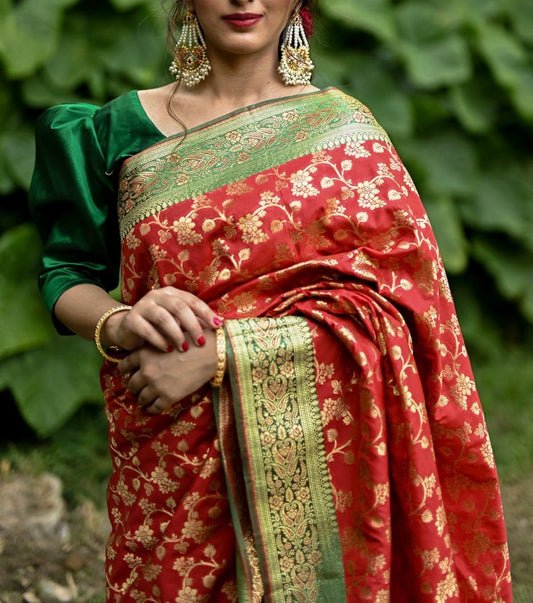 Jaal Silk Banarsi Stitched Saree