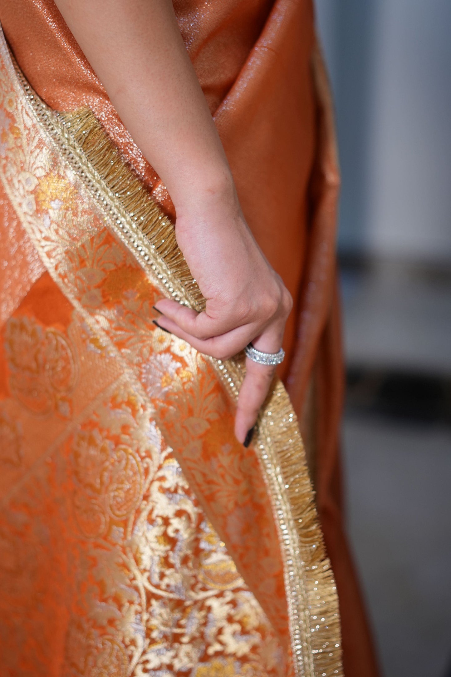 Mari Gold - Semi pure shimmer tissue saree