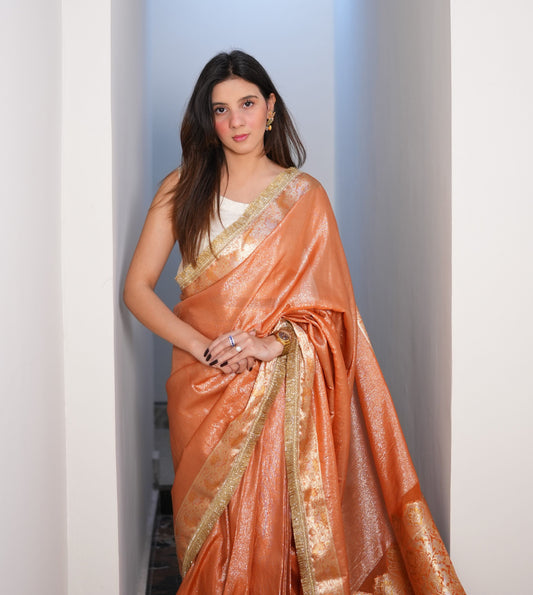 Mari Gold - Semi pure shimmer tissue saree