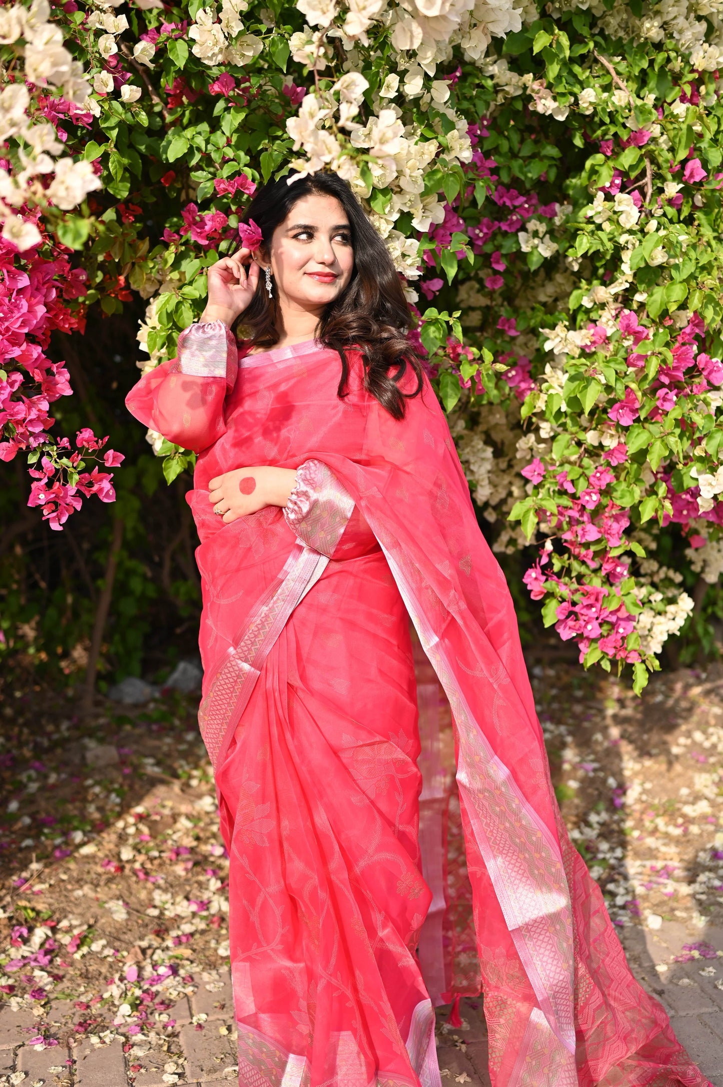 Rose Stitched - Printed Organza