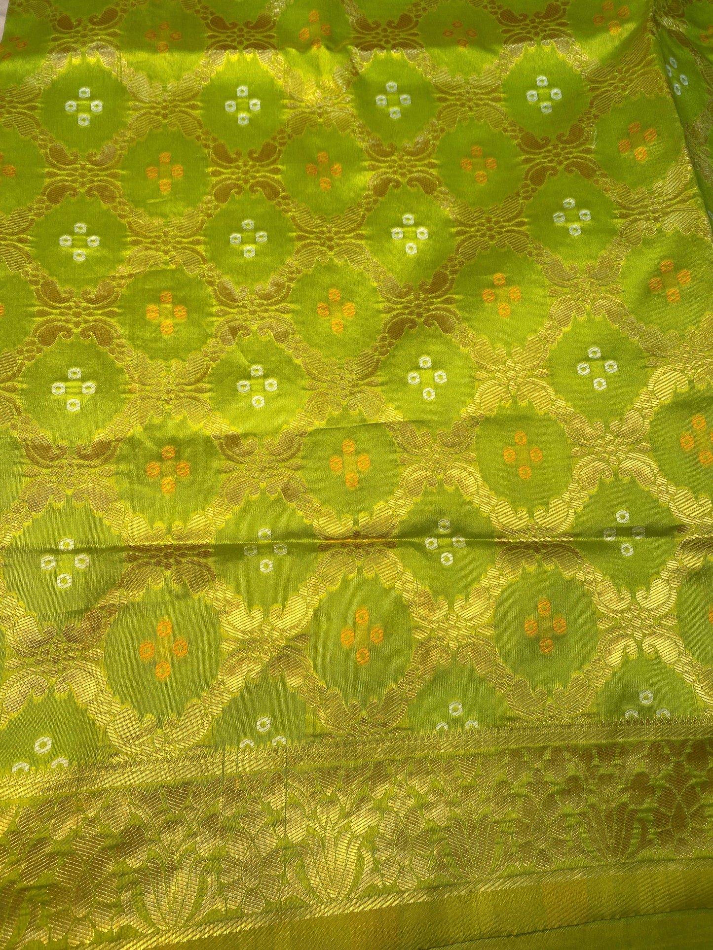 Parrot green chunri saree