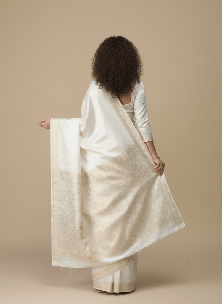 Maharani Self Embossed - White
