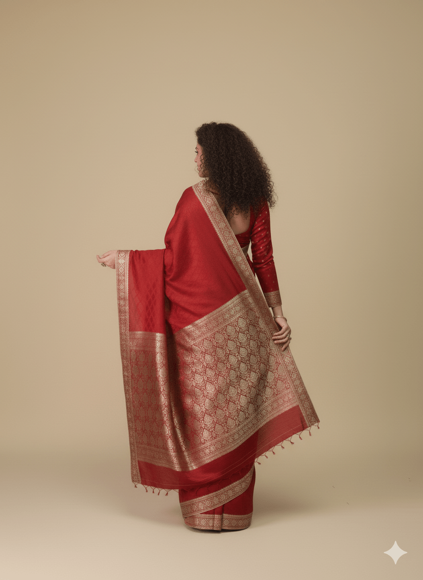 Maharani Self Embossed - Blood Red