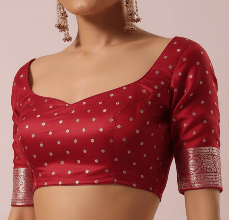Maharani Self Embossed - Blood Red