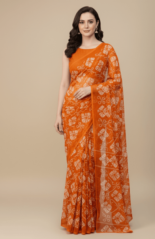 Georgette Chunri Saree - Orange