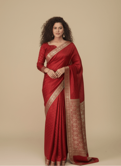 Maharani Self Embossed - Blood Red