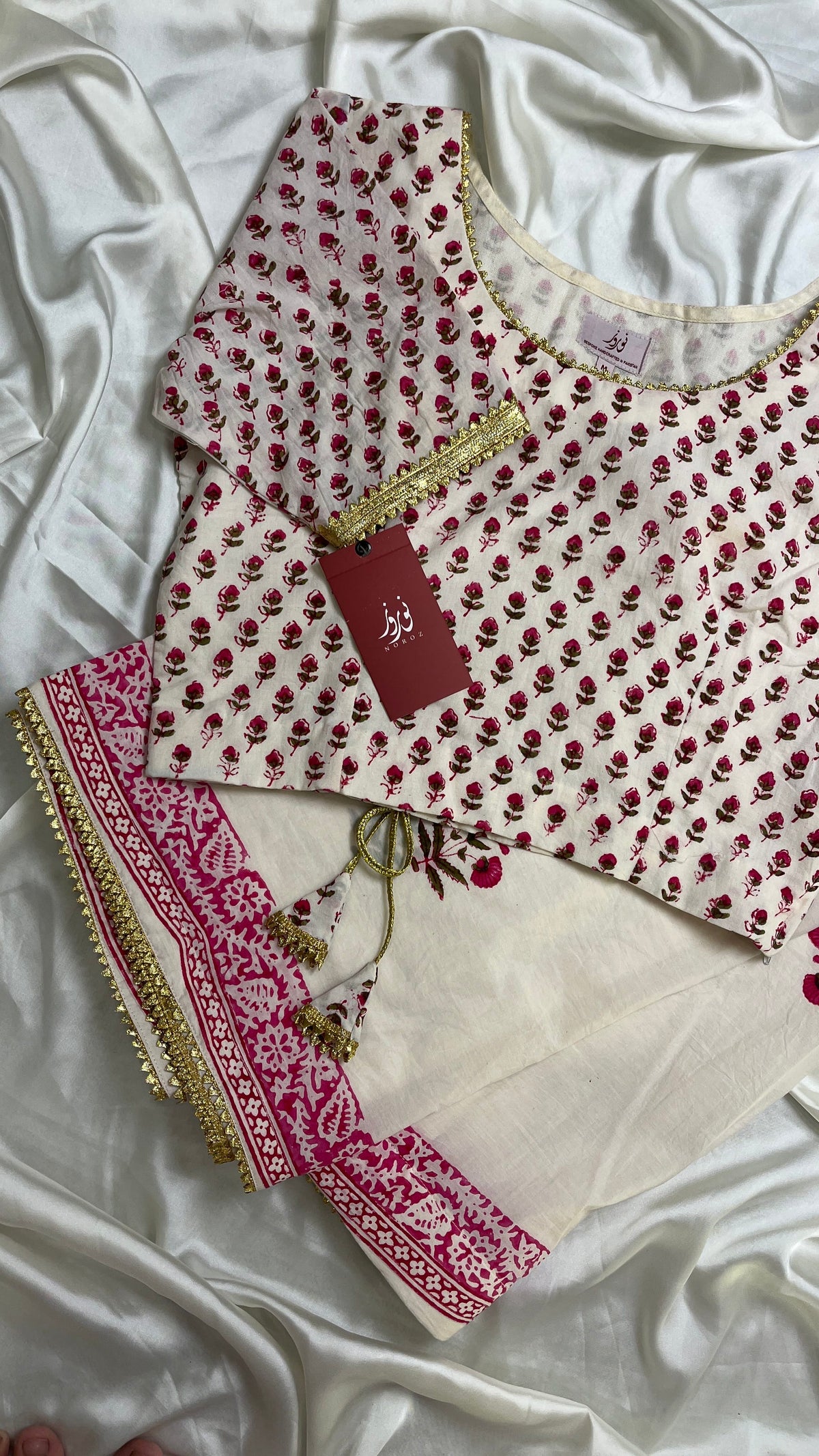 Stitched set - Cotton Hand Blocked Saree : Astha