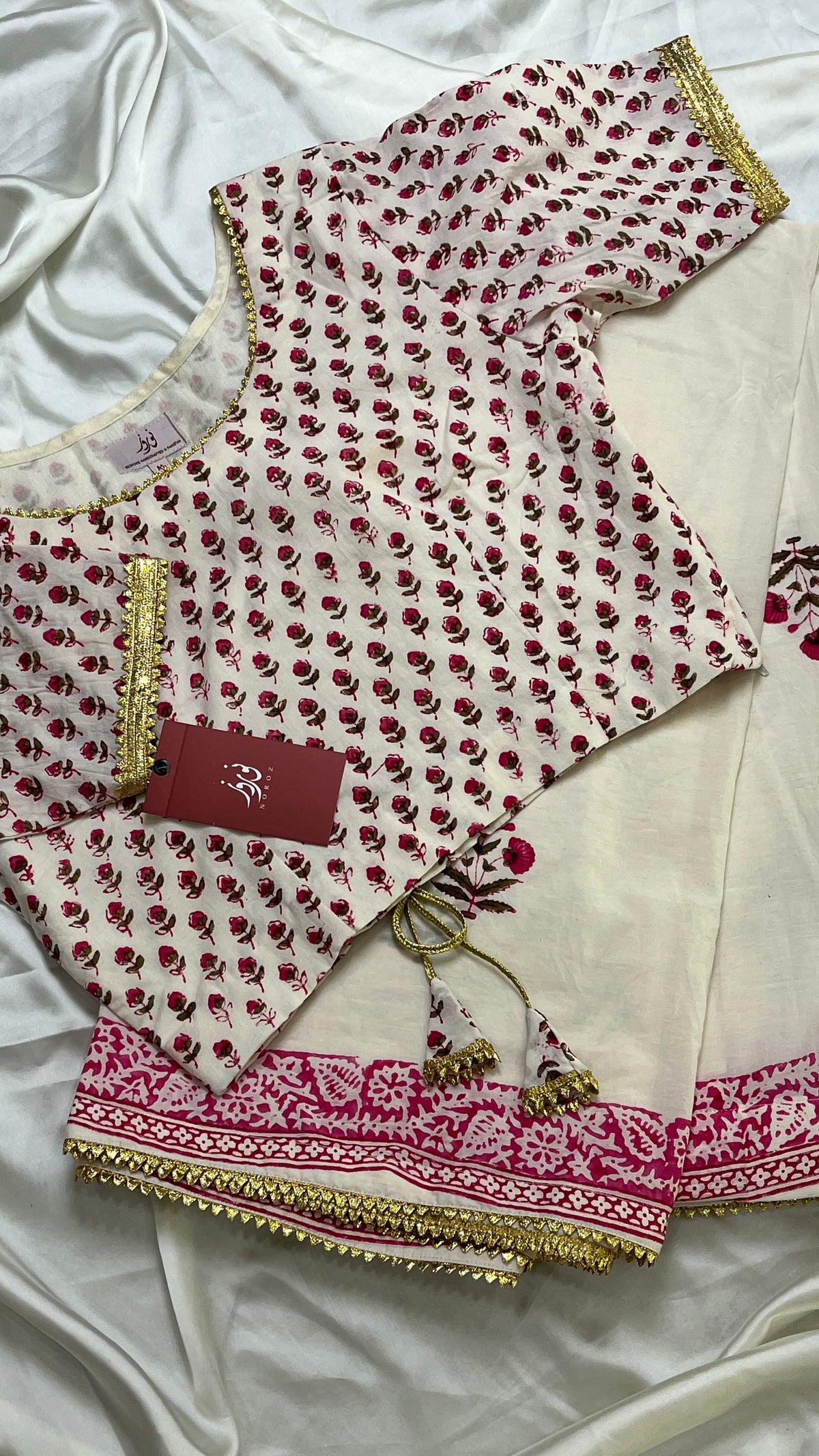 Stitched set - Cotton Hand Blocked Saree : Astha