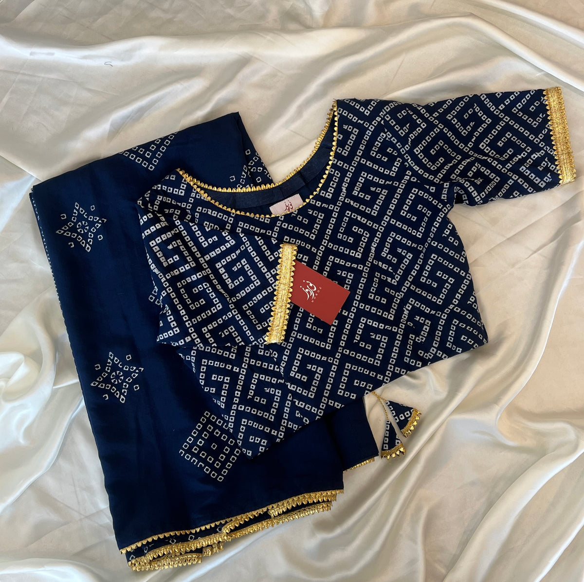 Stitched set - Kalka - Hand Blocked Saree