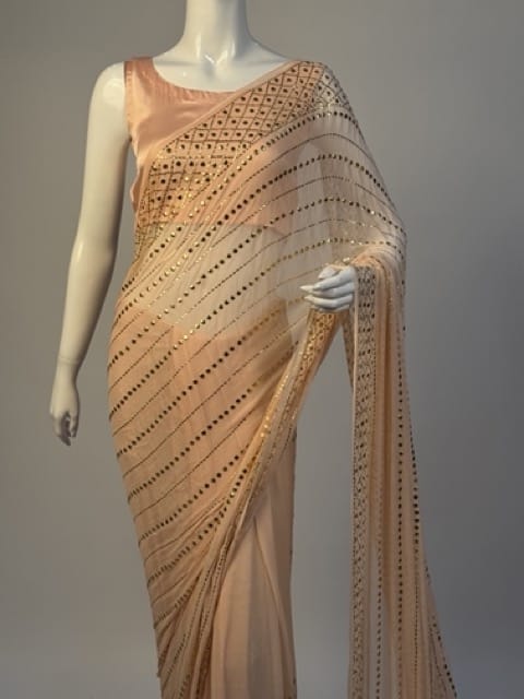 Rano - Pure Crinkle Chiffon Mukesh Handwork