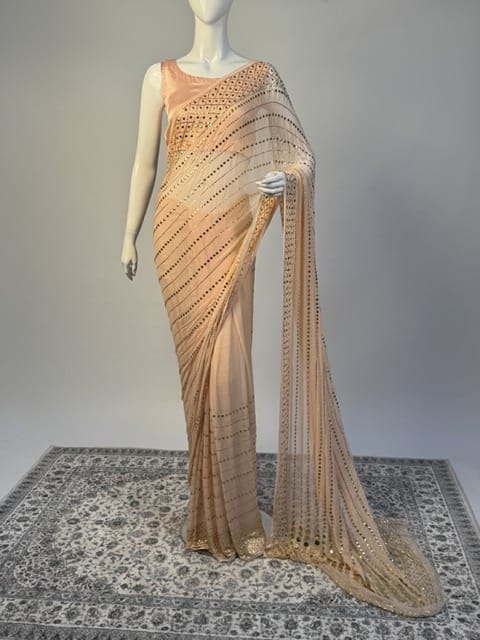 Rano - Pure Crinkle Chiffon Mukesh Handwork