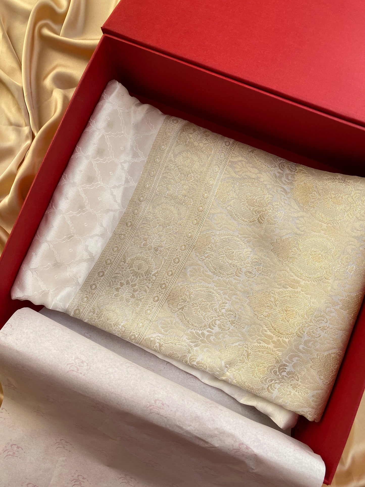 Maharani Self Embossed - White