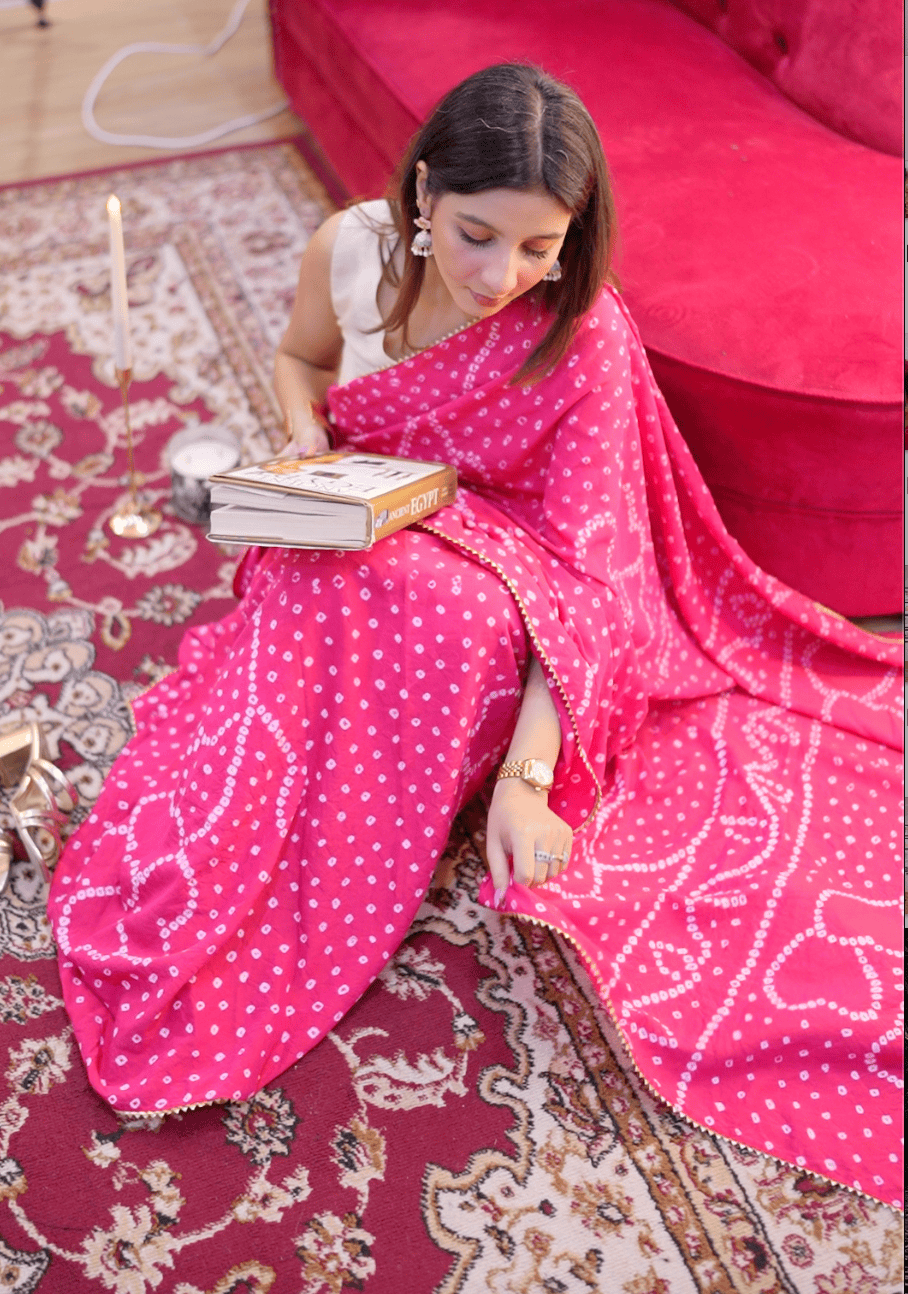 Gulab Angan - Bandhani Saree