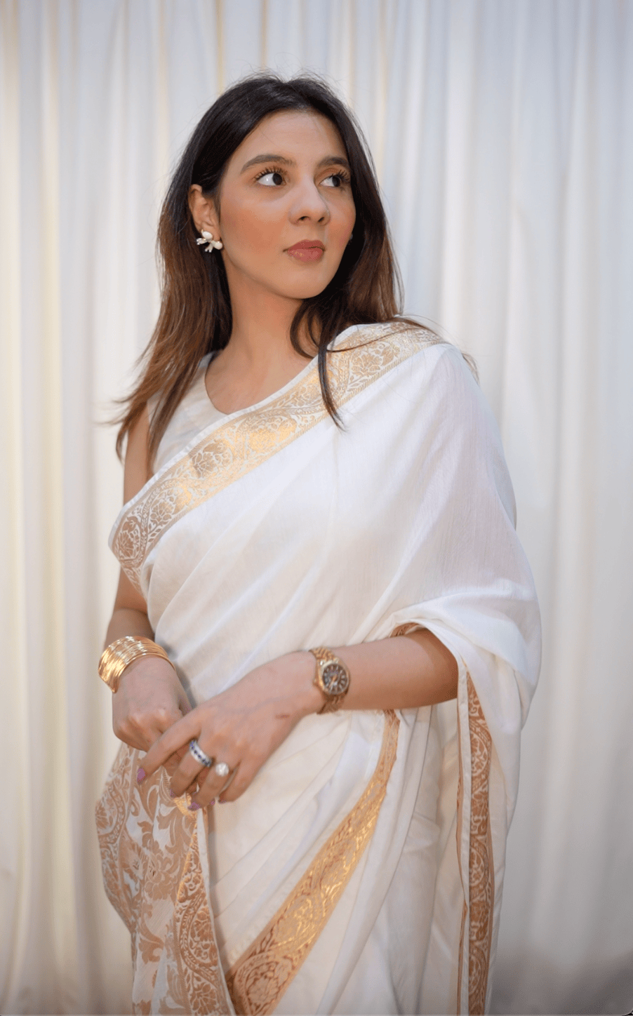 Zaira White - Mul Cotton Saree