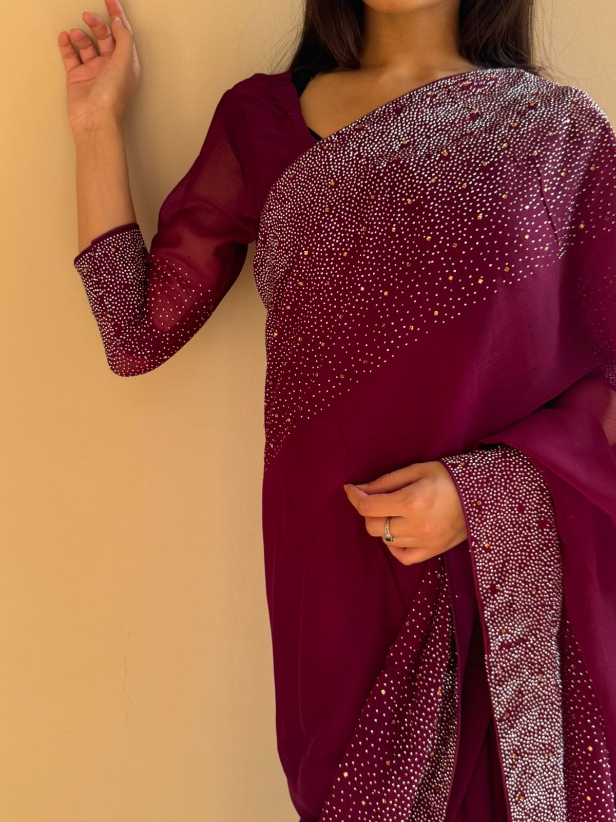 Burgundy Purple -No minute saree