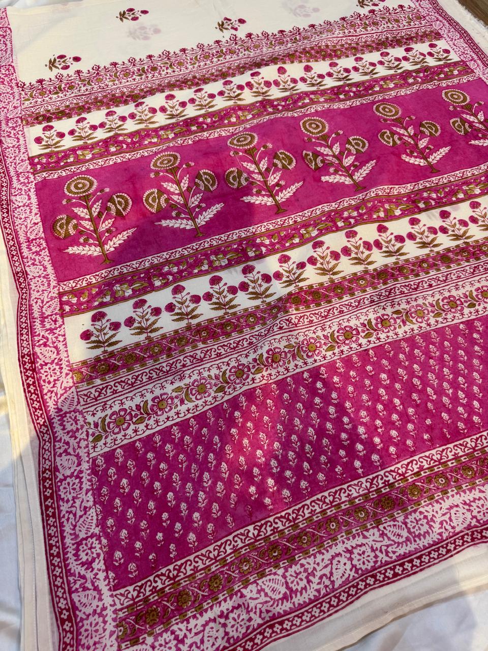 Cotton Hand Blocked Saree : Astha
