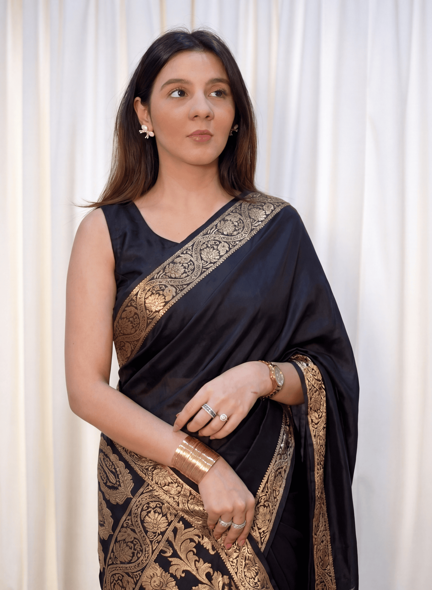 Zaira Black - Mul Cotton Saree