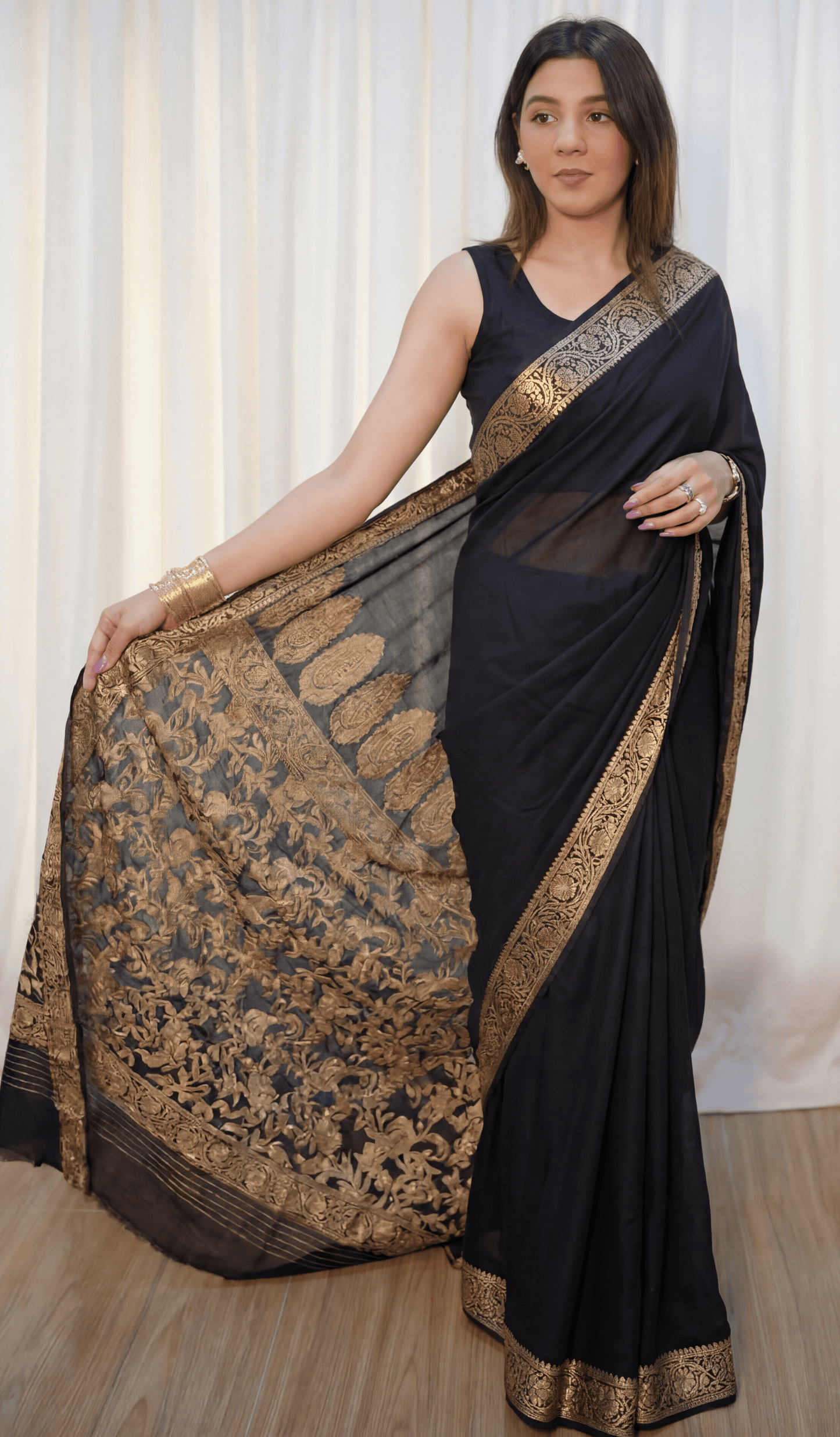 Zaira Black - Mul Cotton Saree