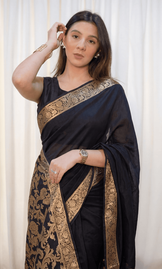 Zaira Black - Mul Cotton Saree
