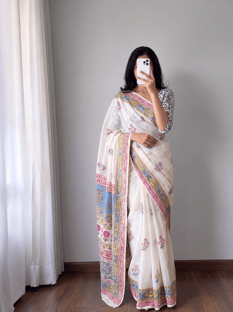 Cotton Hand Blocked Saree : Ridhi