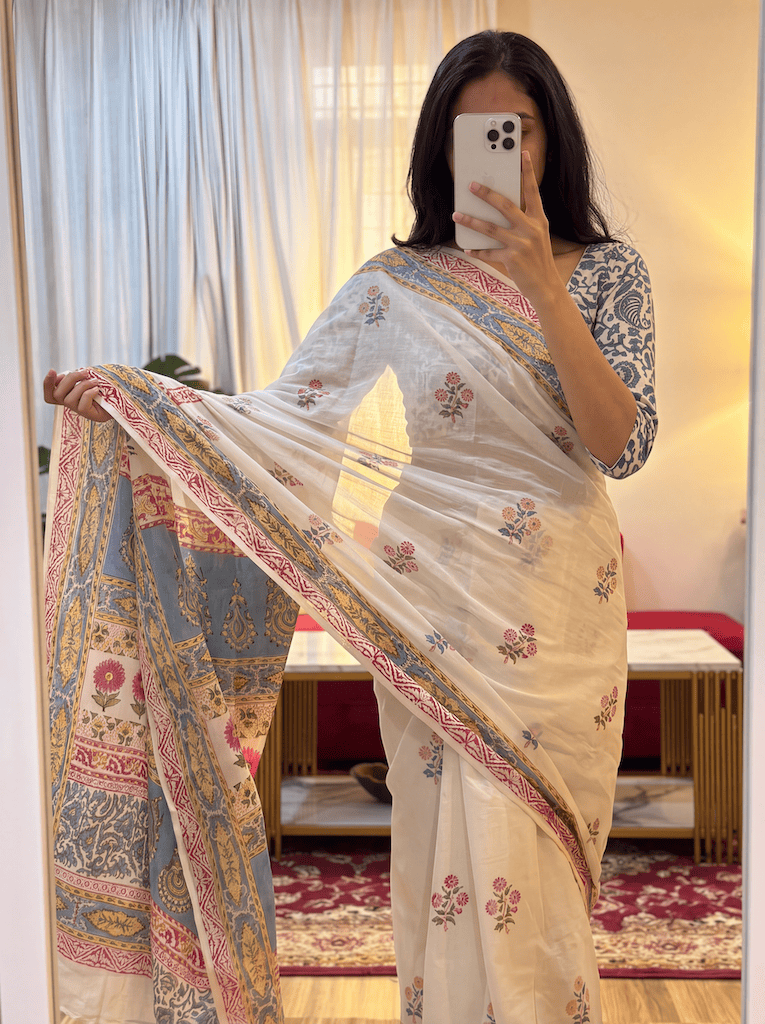 Cotton Hand Blocked Saree : Ridhi